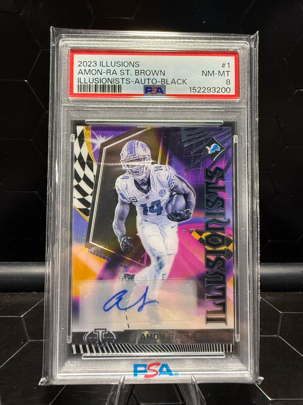 2023 Panini Illusions #1 Amon-Ra St. Brown Illusionists Auto Black 06/15  PSA 8