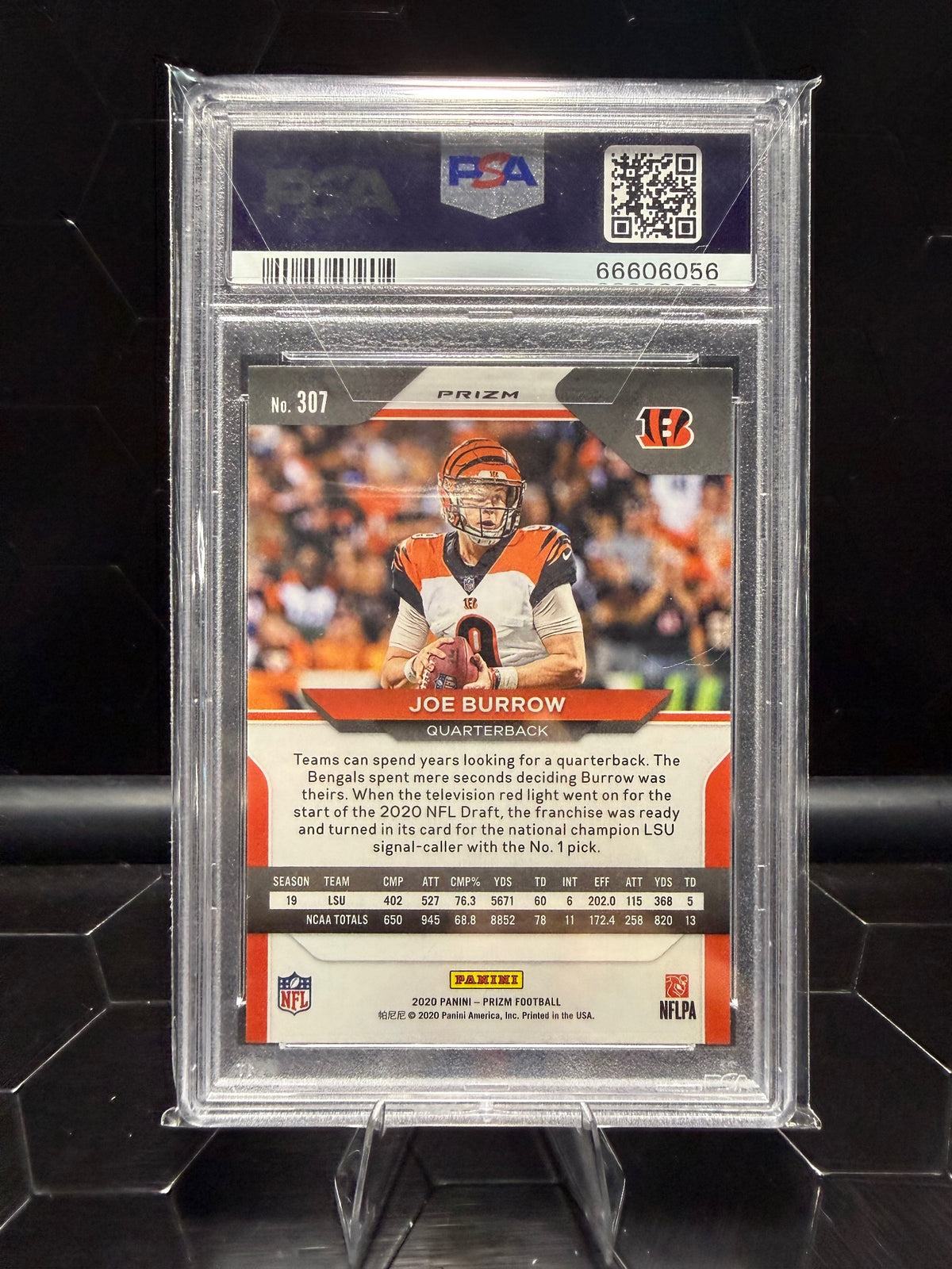 2020 Panini Prizm Joe Burrow Lazer Prizm #307 PSA 9