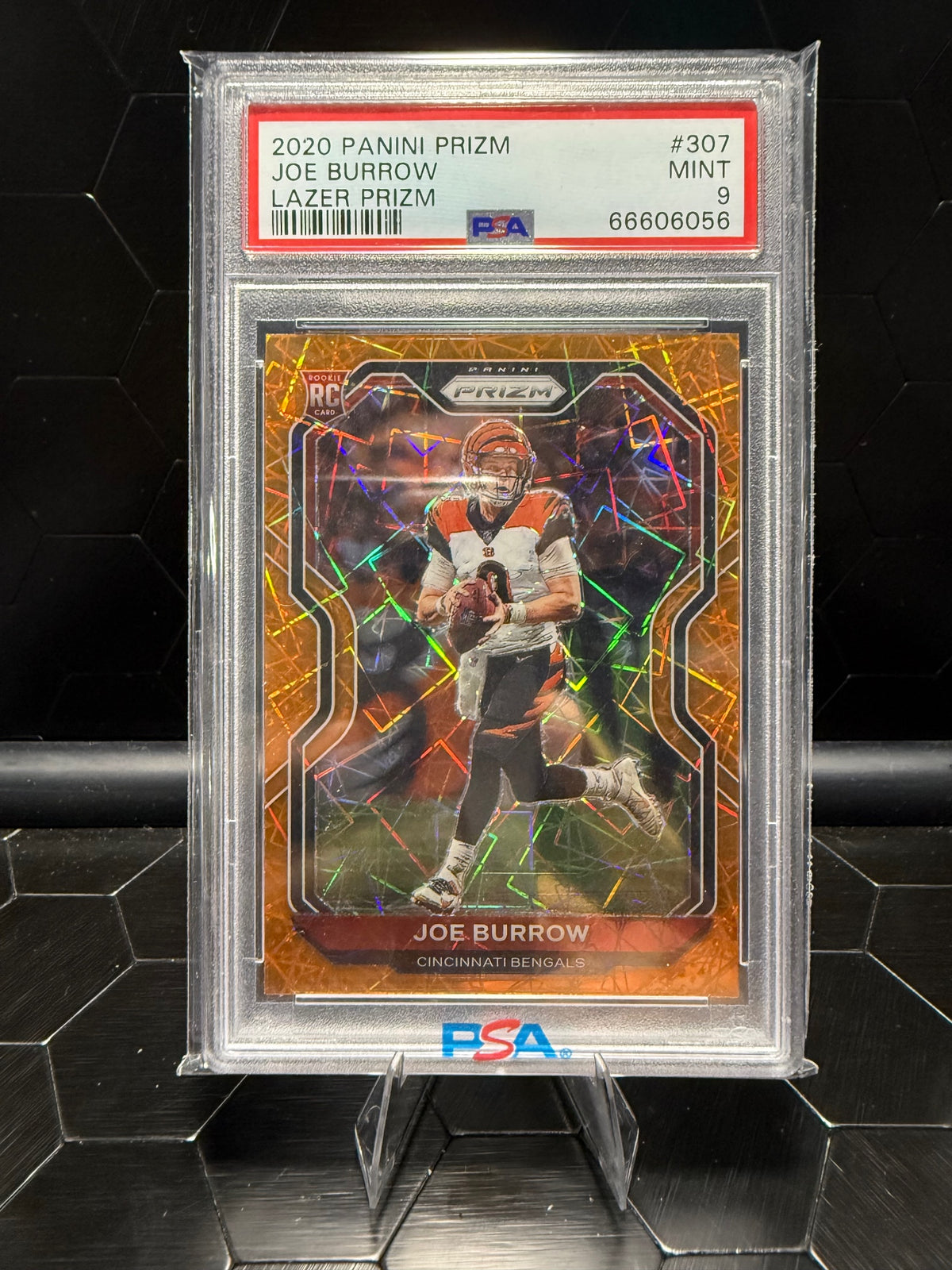 2020 Panini Prizm Joe Burrow Lazer Prizm #307 PSA 9