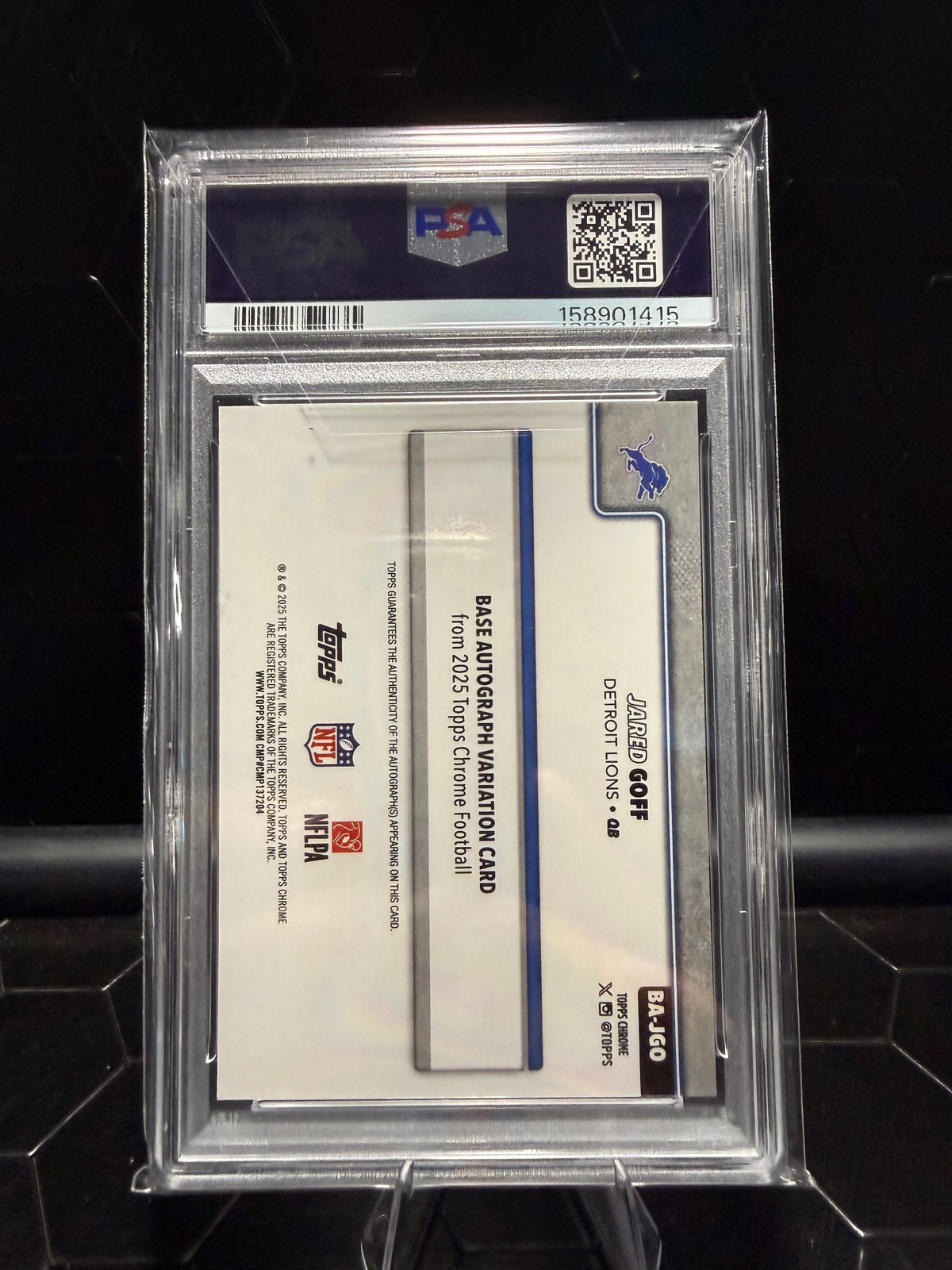 2025 Topps Chrome Jared Goff Auto # JGO PSA 9