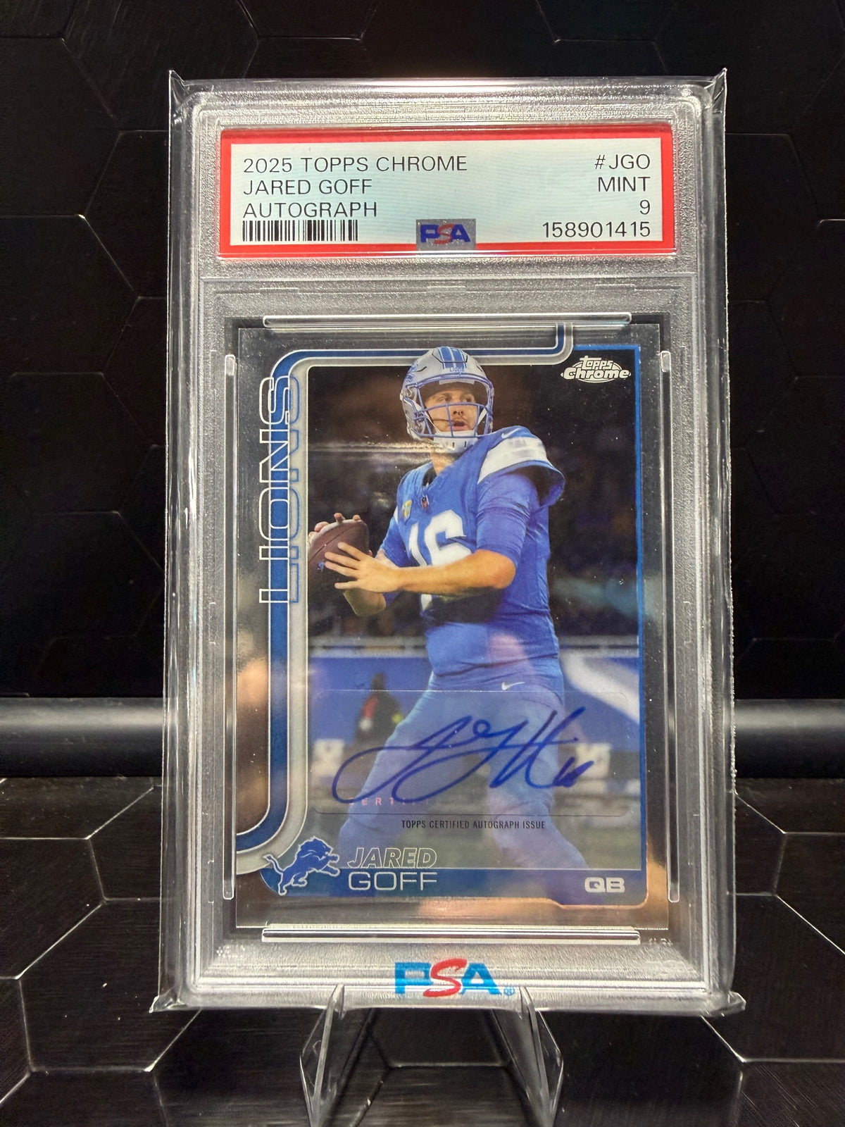 2025 Topps Chrome Jared Goff Auto # JGO PSA 9
