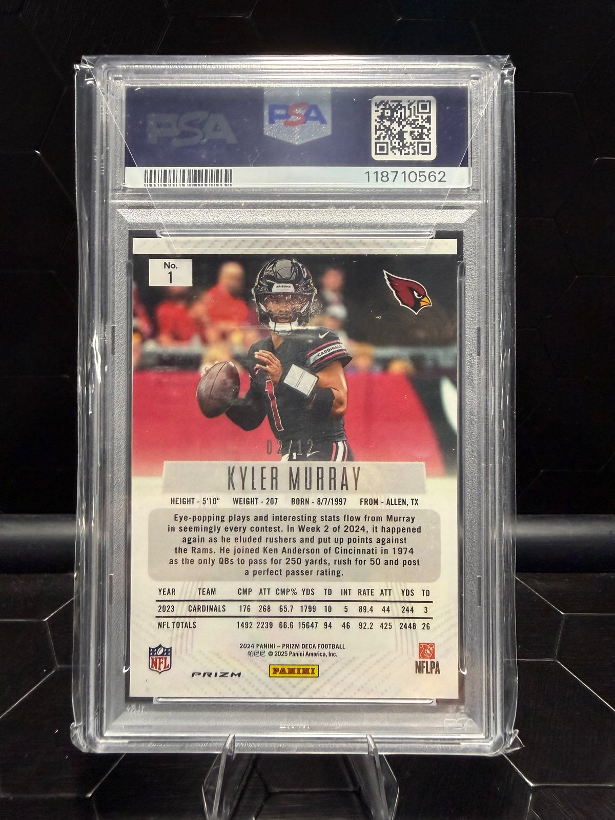 2024 Prizm Deca #1 Kyler Murray Green Shimmer FOTL /12 PSA 9