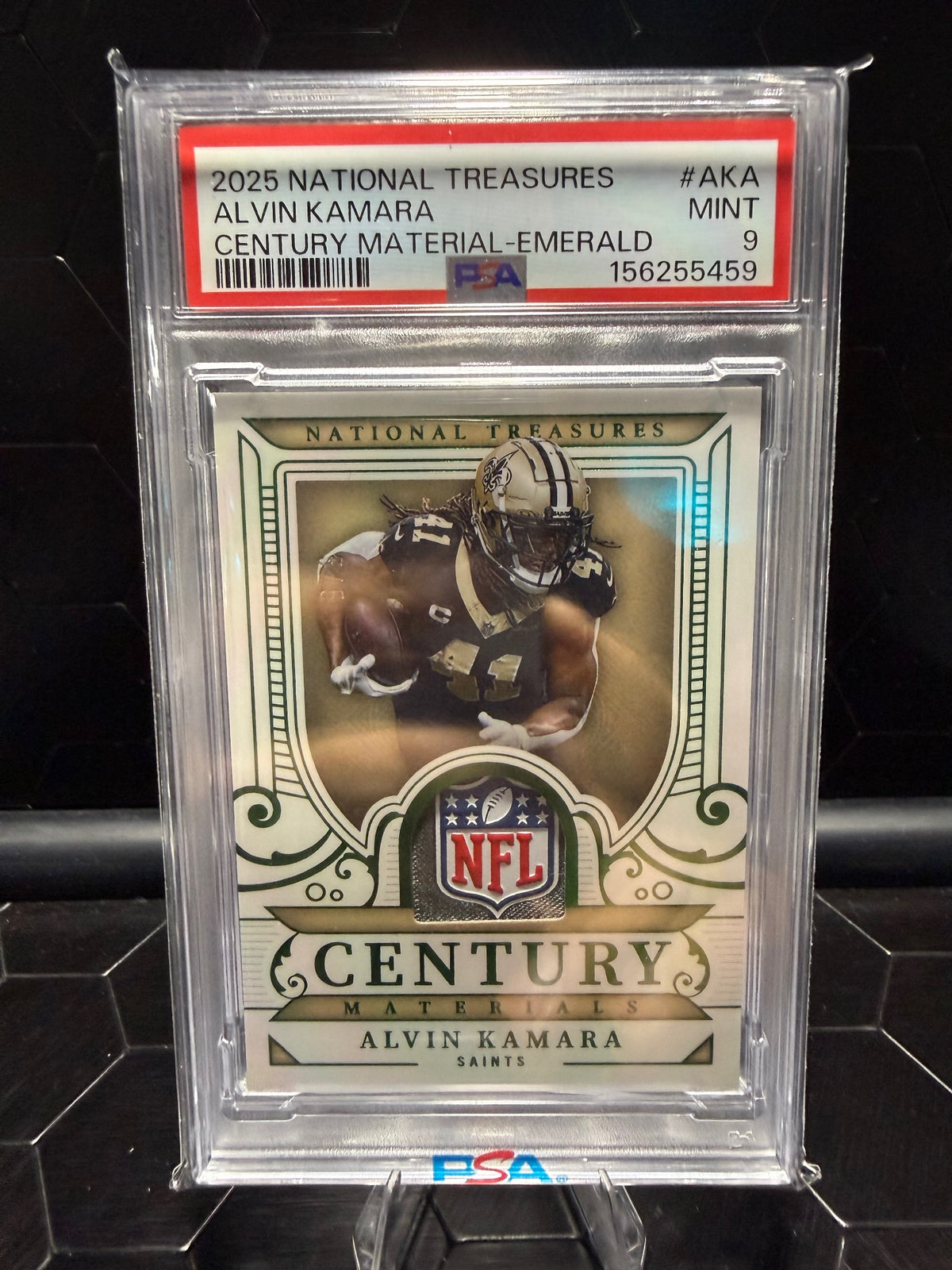 2025 National Treasures Alvin Kamara Century Material-Emerald #AKA PSA 9