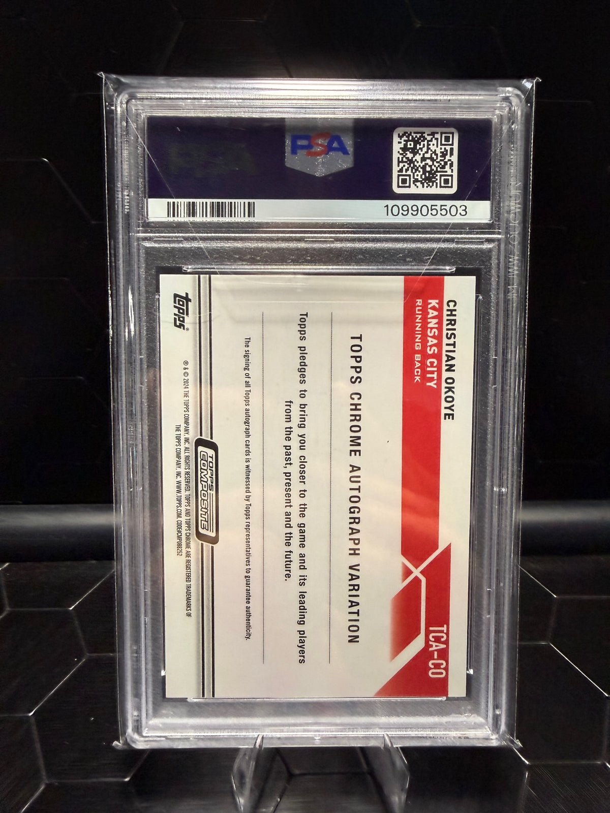2023 Topps Composite #TCA-CO Christian Okoye Topps Chrome Autographs /5 PSA 9