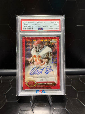 2023 Topps Composite #TCA-CO Christian Okoye Topps Chrome Autographs /5 PSA 9