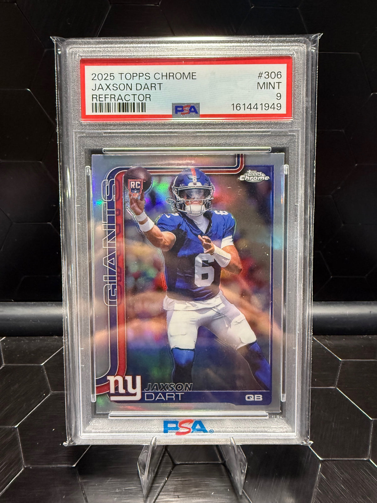 2025 Topps Chrome #306 Jaxson Dart Refractor PSA 9