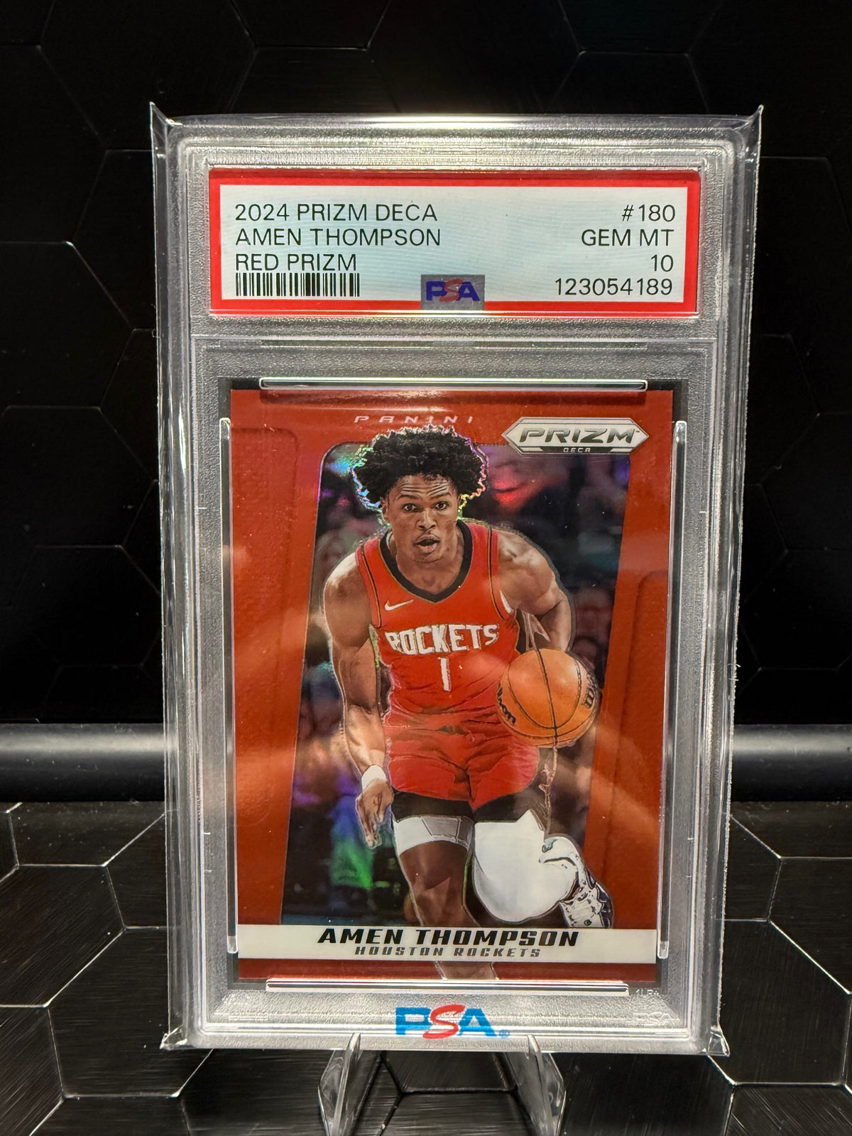 2024-25 Panini Prizm Deca Amen Thompson #180 Red Prizm 171/199 PSA 10