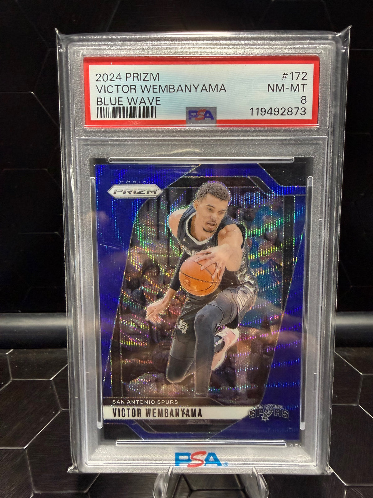 2024-25 Panini Prizm Victor Wembanyama #172 Blue Wave /125 PSA 8
