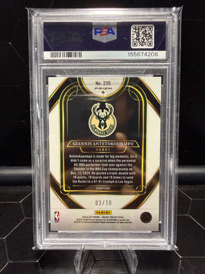 2024-25 Panini Select Giannis Antetokounmpo #235 Gold Disco 3/10 PSA 9