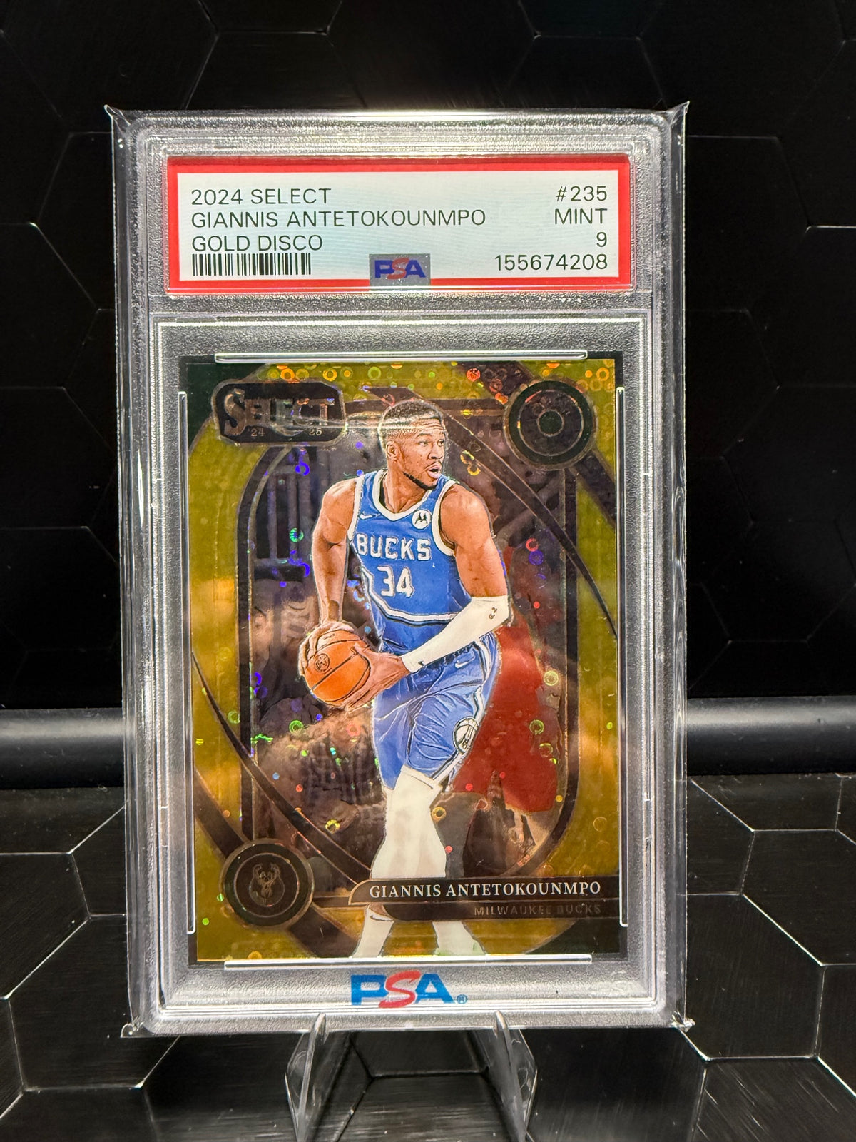 2024-25 Panini Select Giannis Antetokounmpo #235 Gold Disco 3/10 PSA 9