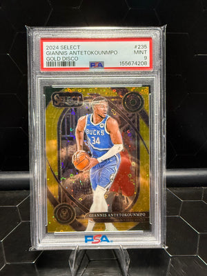 2024-25 Panini Select Giannis Antetokounmpo #235 Gold Disco 3/10 PSA 9