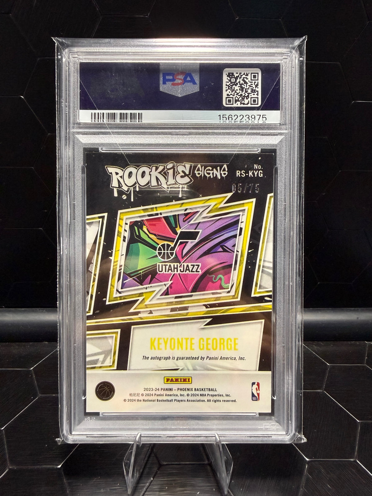 2023-24 Panini Phoenix Keyonte George #RS-KYG Rookie Signs Purple Auto /75 PSA 9