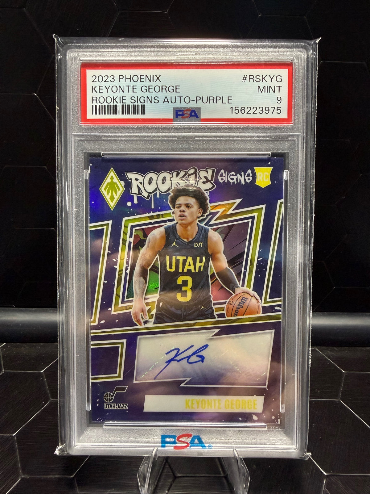 2023-24 Panini Phoenix Keyonte George #RS-KYG Rookie Signs Purple Auto /75 PSA 9