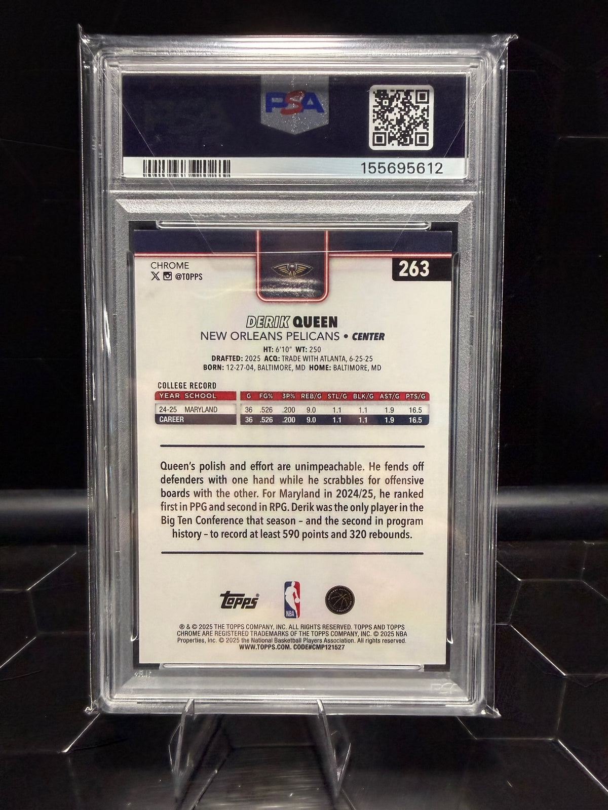 2025 Topps Chrome Derik Queen #263 Gold Pulsar RC 47/50 PSA 8