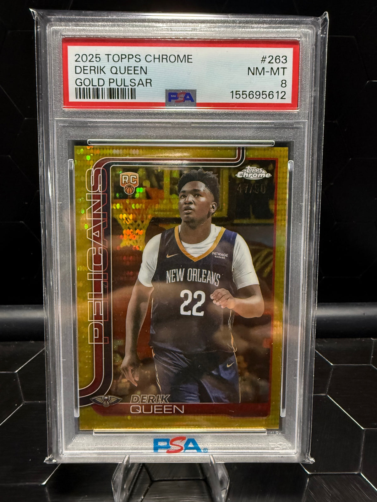 2025 Topps Chrome Derik Queen #263 Gold Pulsar RC 47/50 PSA 8