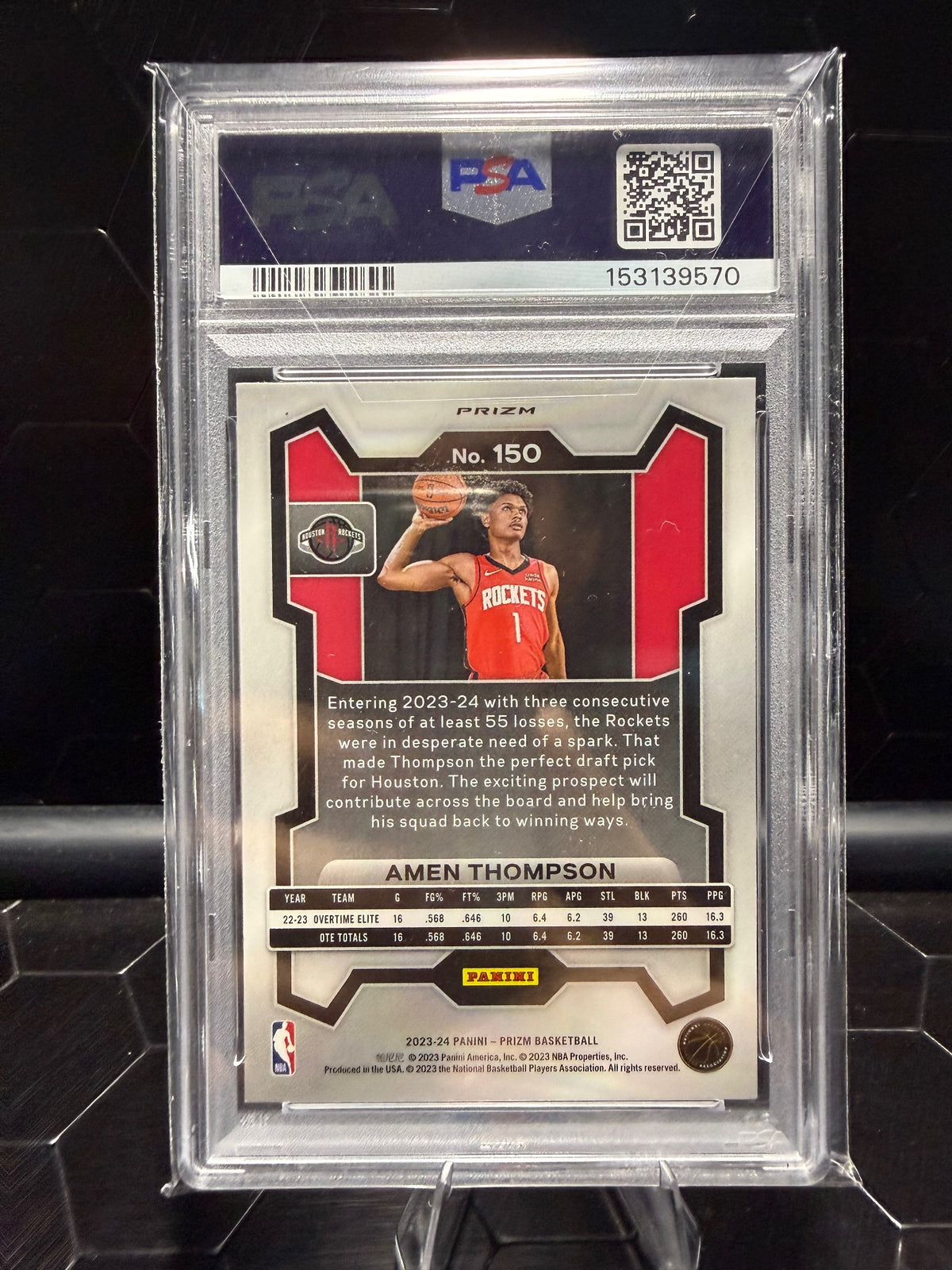 2023-24 Panini Prizm Amen Thompson #150 Pink Ice Prizm RC PSA 10
