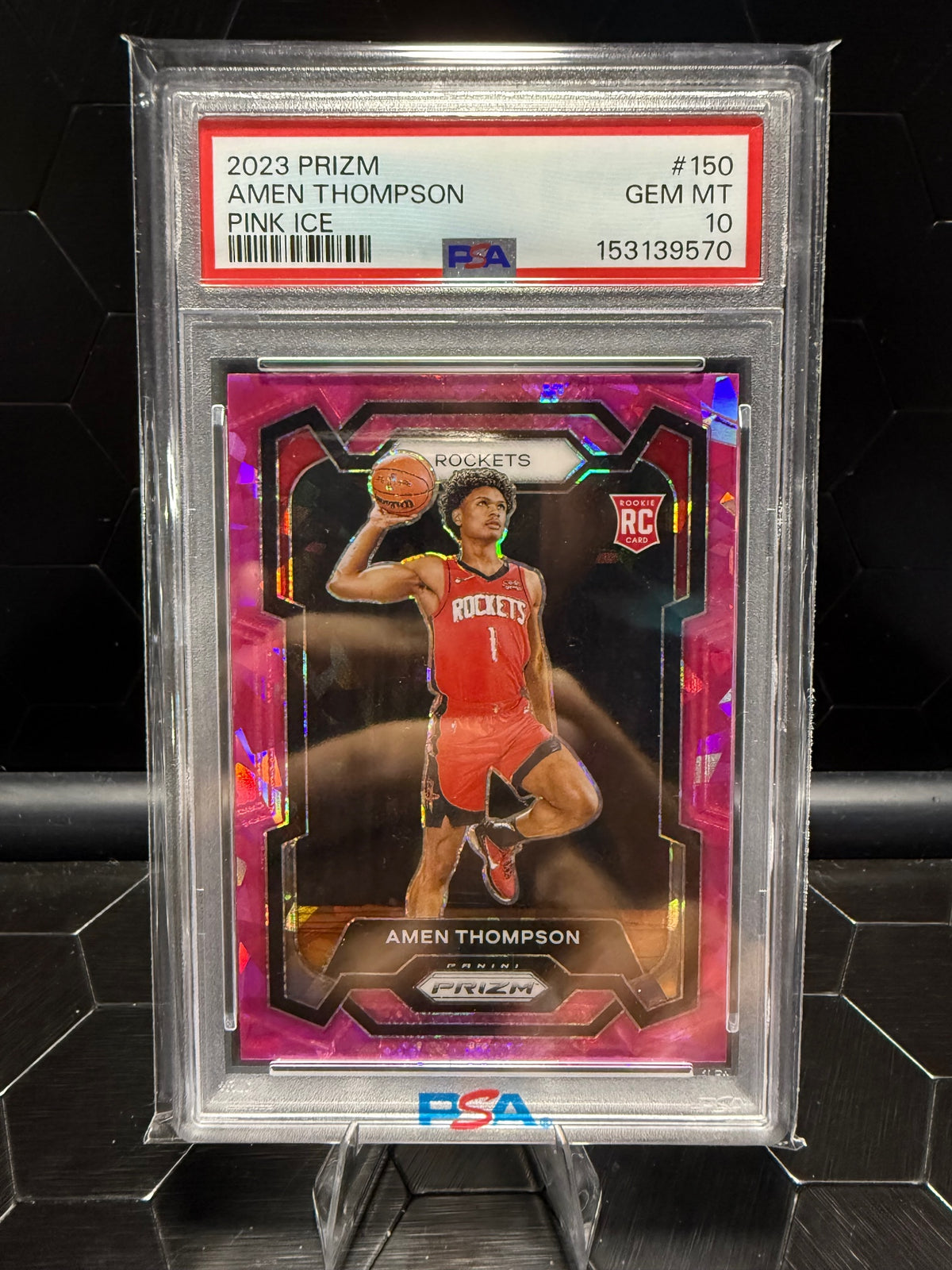 2023-24 Panini Prizm Amen Thompson #150 Pink Ice Prizm RC PSA 10