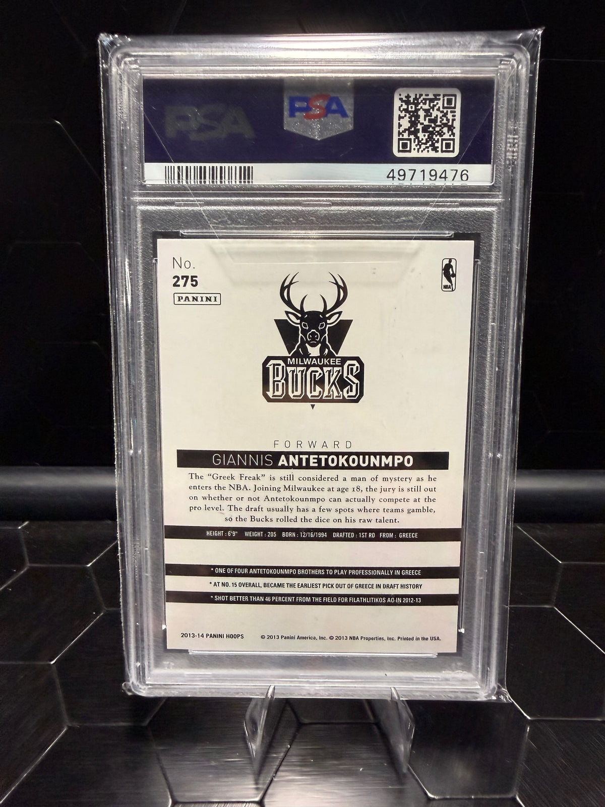 2013-14 Panini NBA Hoops Giannis Antetokounmpo #275 RC PSA 9
