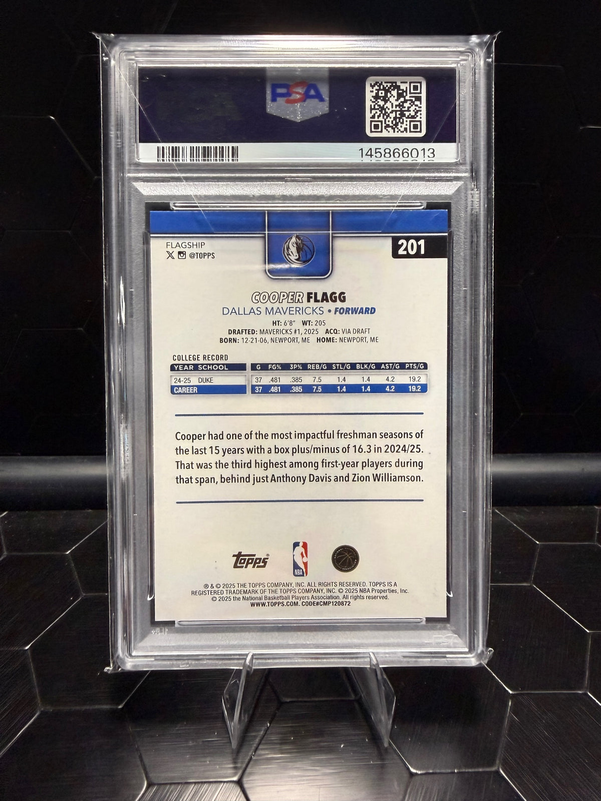 2025 Topps Cooper Flagg #201 RC PSA 10