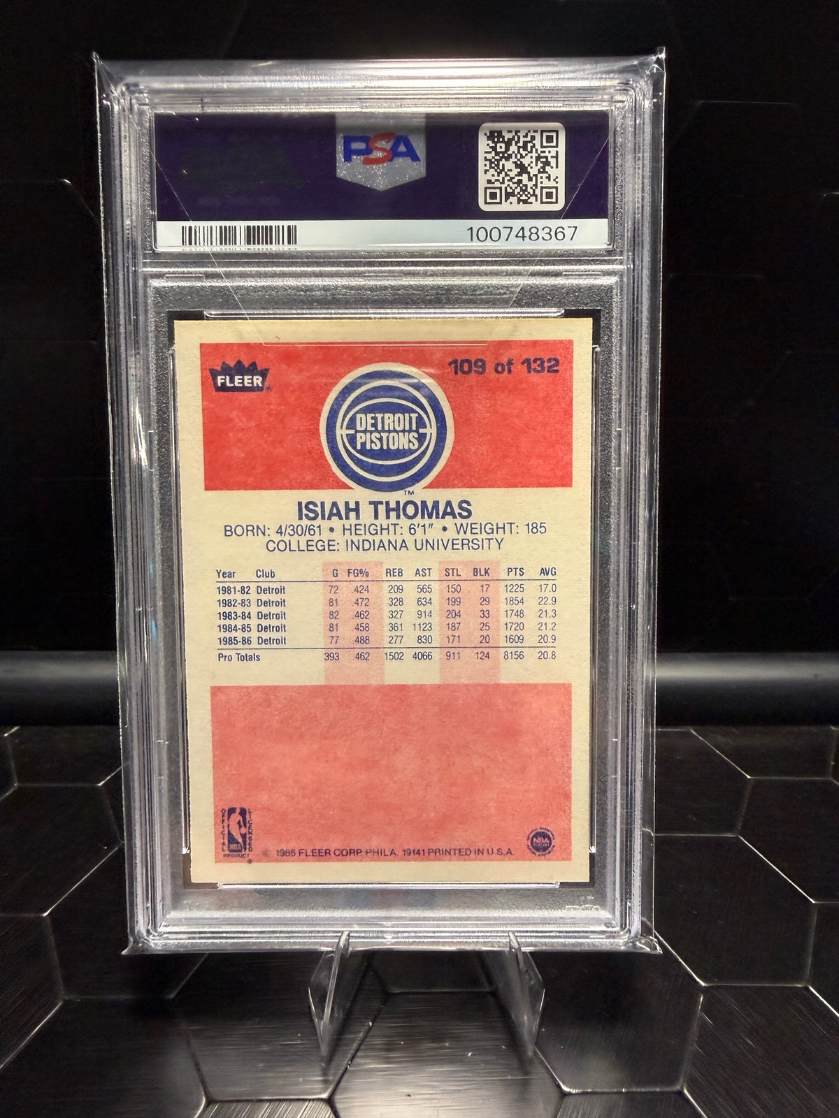 1986 Fleer Isiah Thomas #109 PSA 8