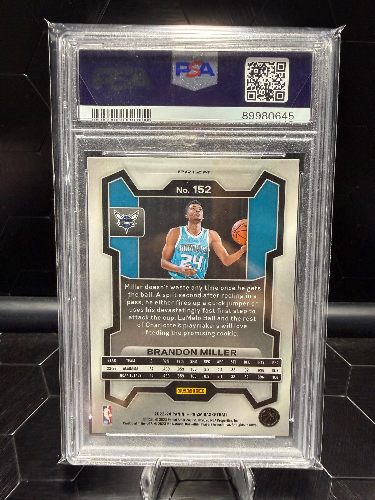 2023-24 Panini Prizm Brandon Miller #152 Pink Ice Prizm RC PSA 10