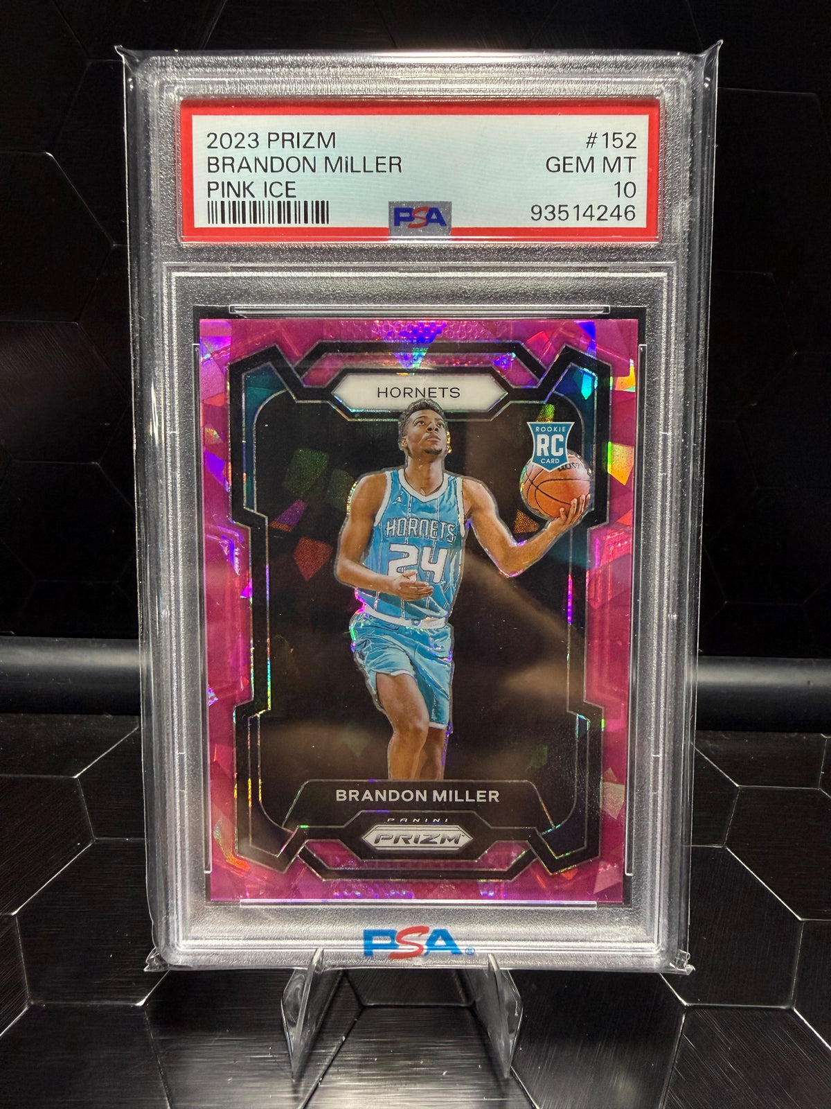 2023-24 Panini Prizm Brandon Miller #152 Pink Ice Prizm RC PSA 10