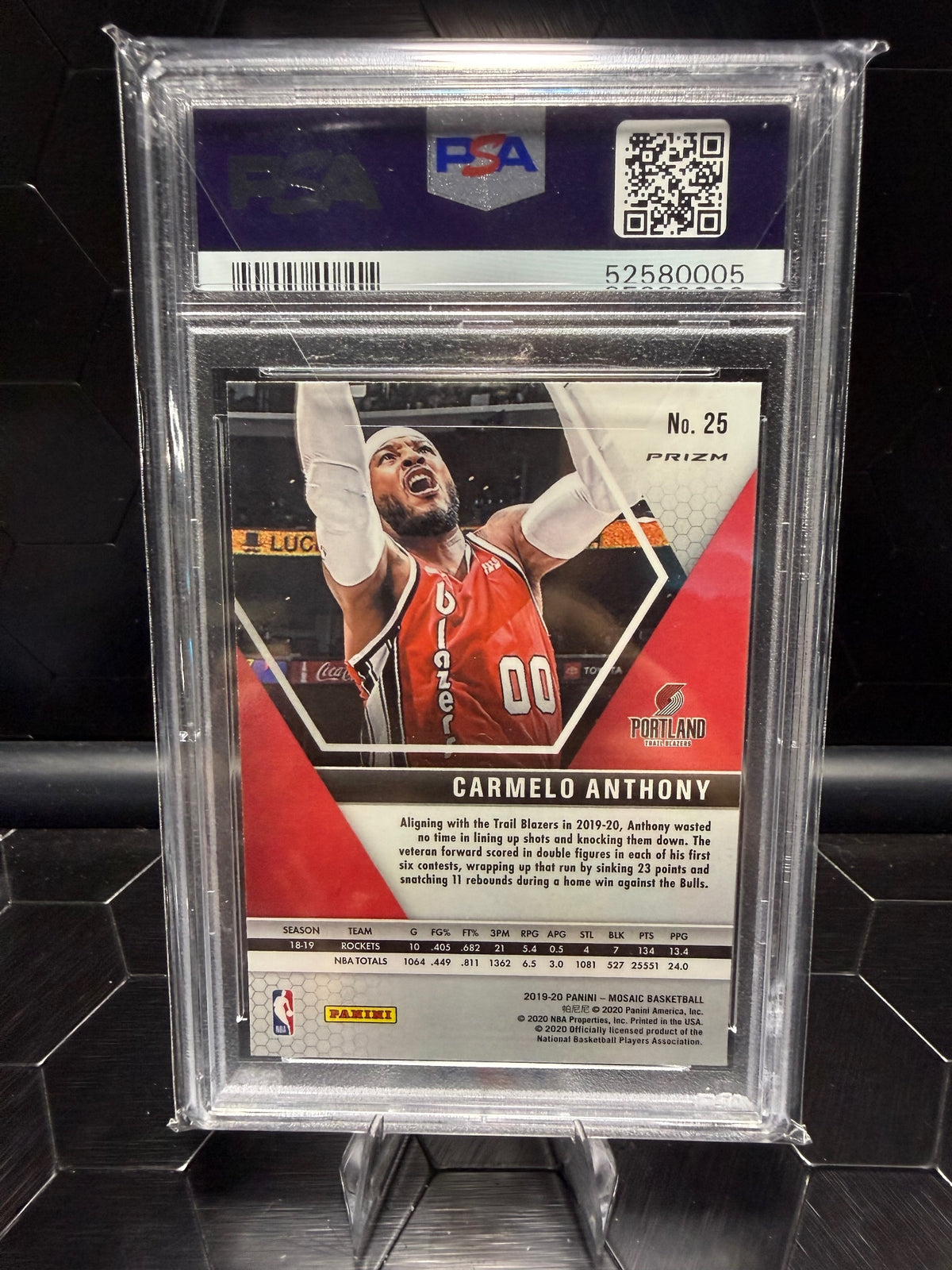 2019 Panini Mosaic Carmelo Anthony Genesis PSA 10