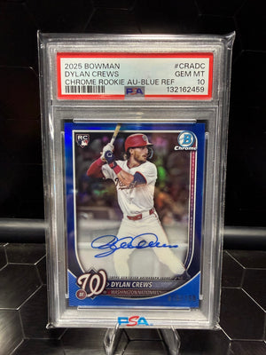 2025 Bowman Chrome Dylan Crews #CRA-DC Blue Refractor Auto /150 PSA 10