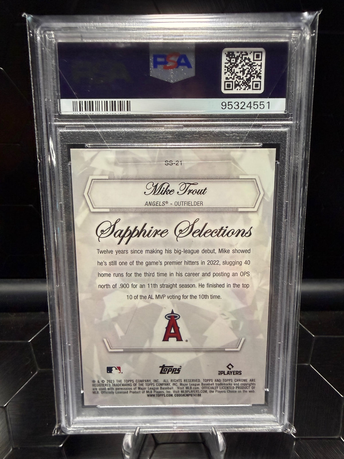2023 Topps Sapphire Mike Trout #SS-21 Sapphire Selections Orange /25 PSA 10