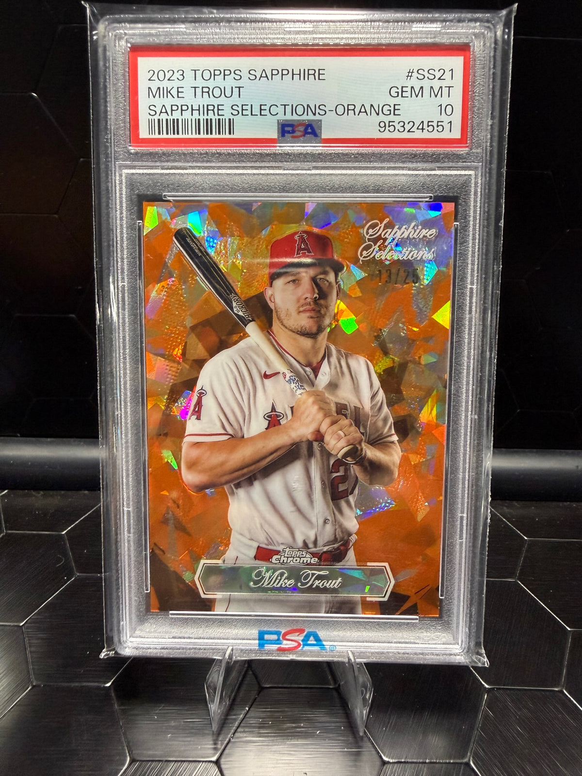2023 Topps Sapphire Mike Trout #SS-21 Sapphire Selections Orange /25 PSA 10