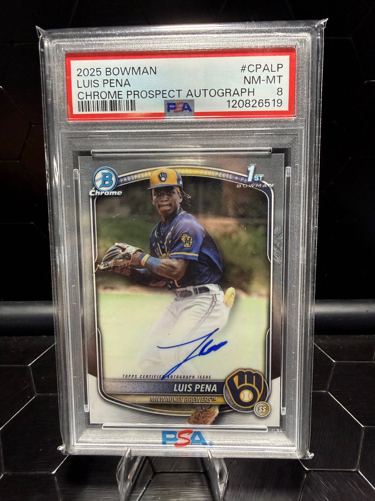 2025 Bowman Chrome Luis Peña #CPA-LP 1st Prospect Autograph PSA 8