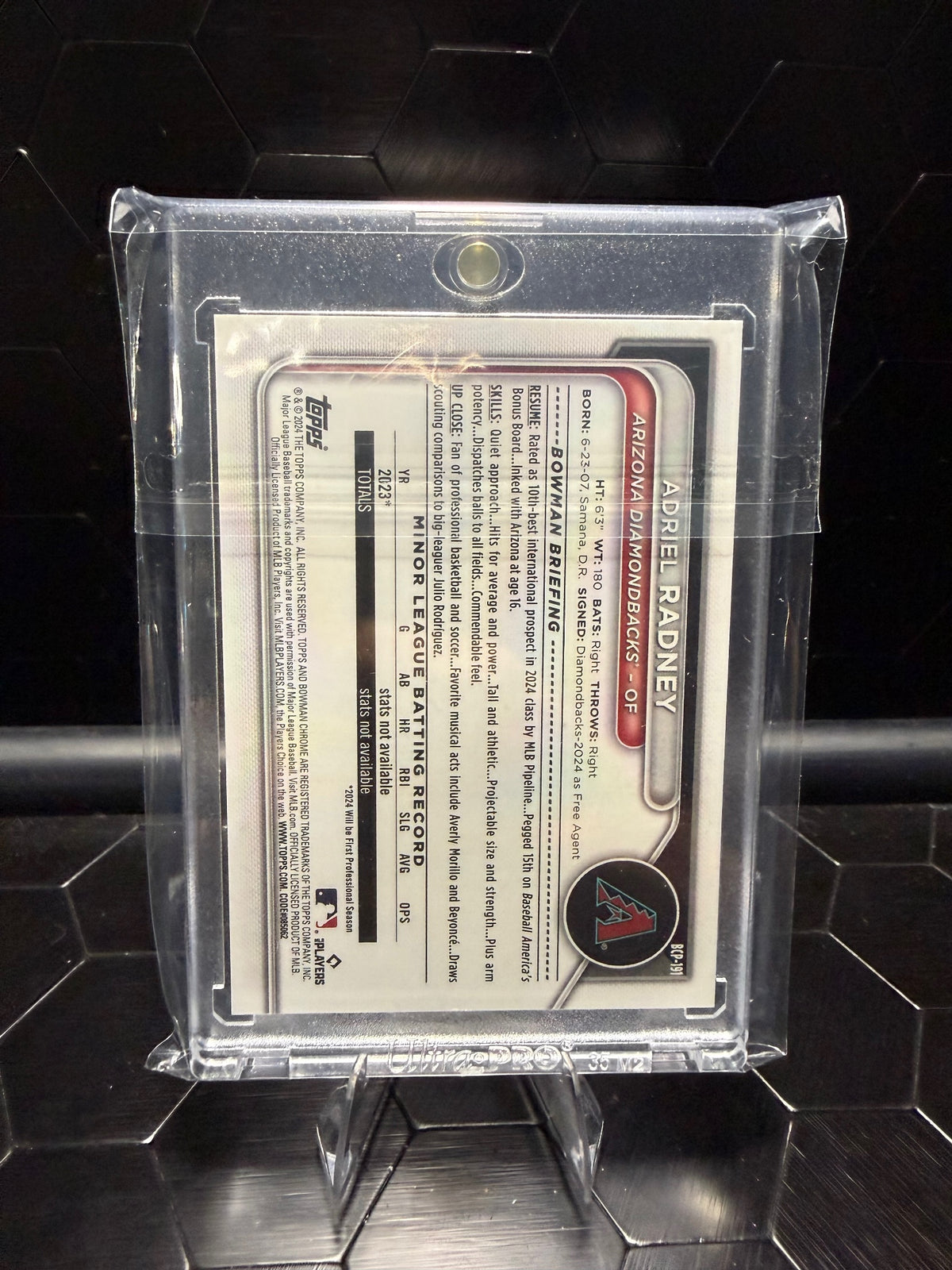 2024 Bowman Chrome Adriel Radney #BCP-191 Black Refractor 1st Bowman /10