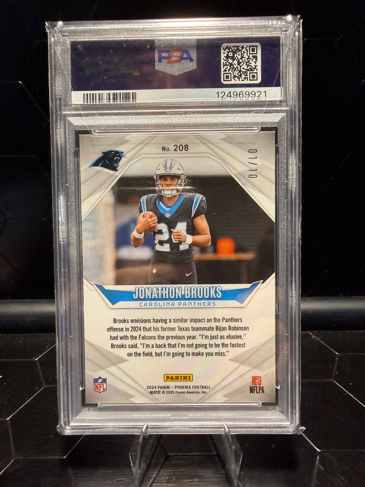 2024 Panini Phoenix Jonathon Brooks #208 Colorburst RC 01/10 PSA 9