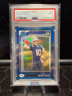 2024 Donruss Optic Drake Maye #229 Aqua Rated Rookie RC 171/299 PSA 9