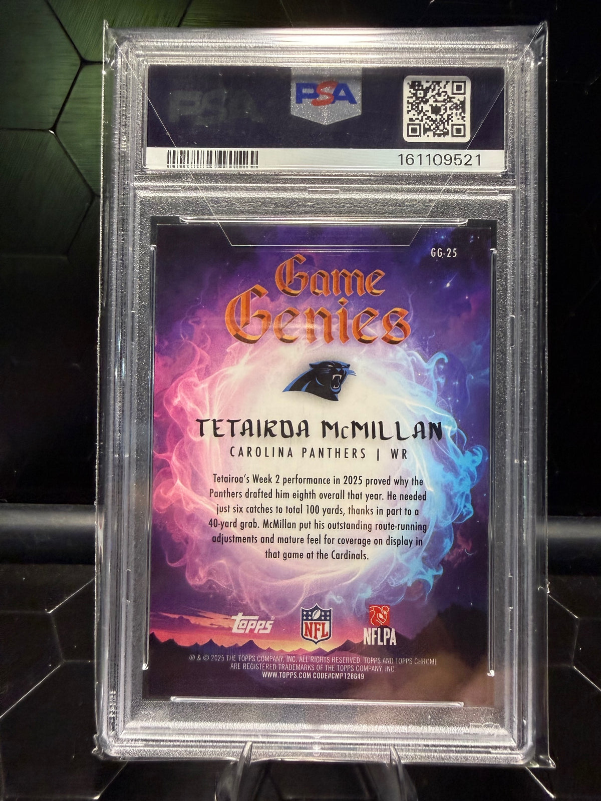 2025 Topps Chrome Tetairoa McMillan #25 Game Genies RC PSA 8