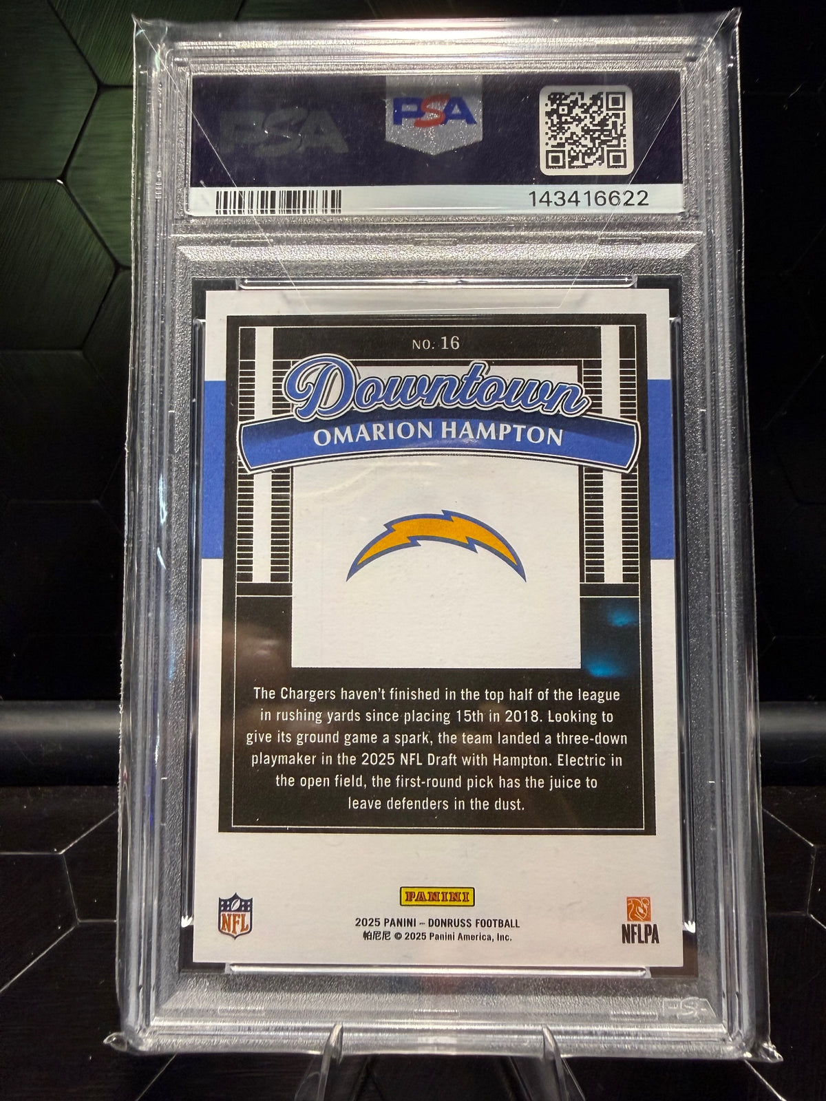 2025 Donruss Omarion Hampton #16 Downtown RC PSA 10