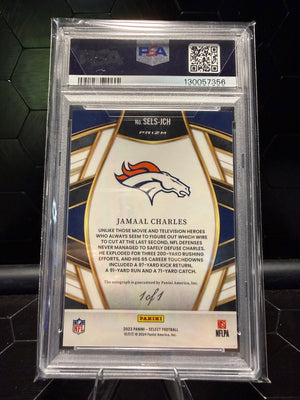 2023 Select Jamaal Charles #SELS-JCH Black Prizm Auto 1/1 PSA Authentic Auto 10