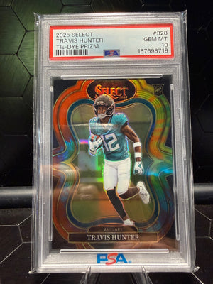 2025 Select Travis Hunter #328 Tie-Dye Prizm RC /25 PSA 10