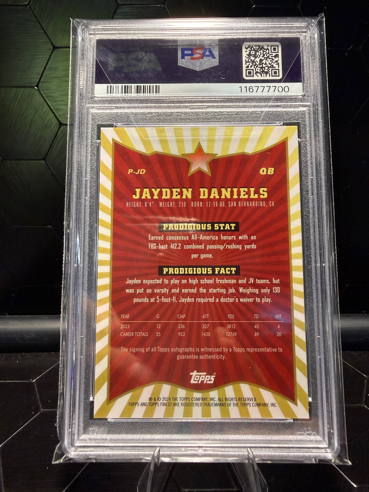 2024 Topps Finest Jayden Daniels #P-JD Prodigies Rookie Auto PSA 9