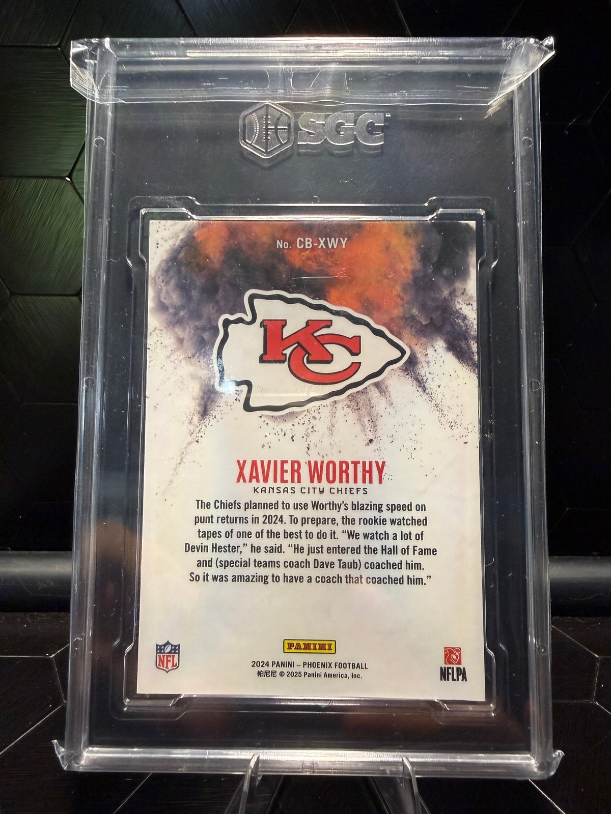 2024 Panini Phoenix Xavier Worthy #CB-XWY Color Blast RC SGC 9.5
