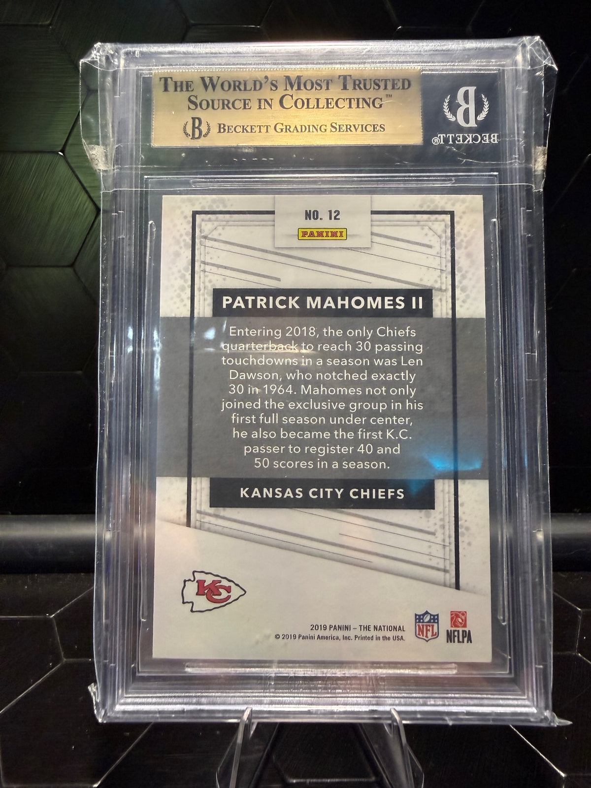 2019 Panini National Convention Patrick Mahomes II #12 Rainbow Spokes /50 BGS9.5