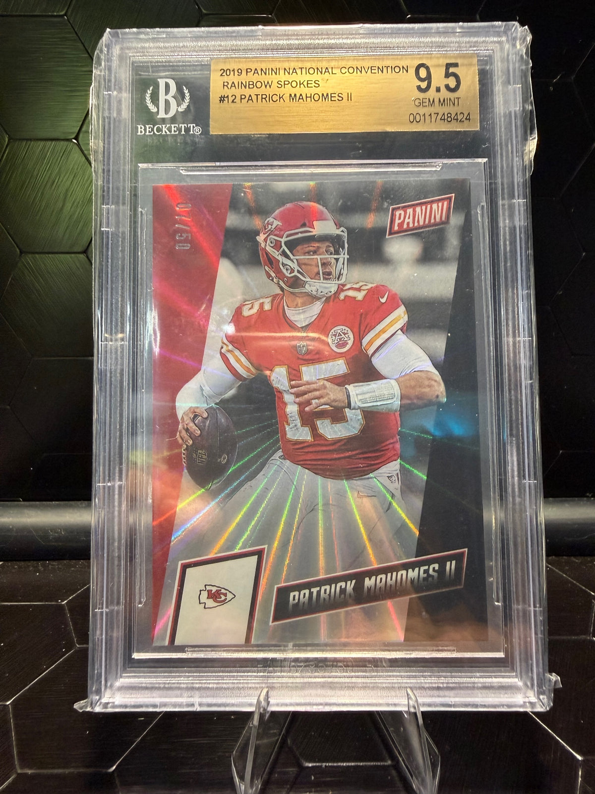 2019 Panini National Convention Patrick Mahomes II #12 Rainbow Spokes /50 BGS9.5