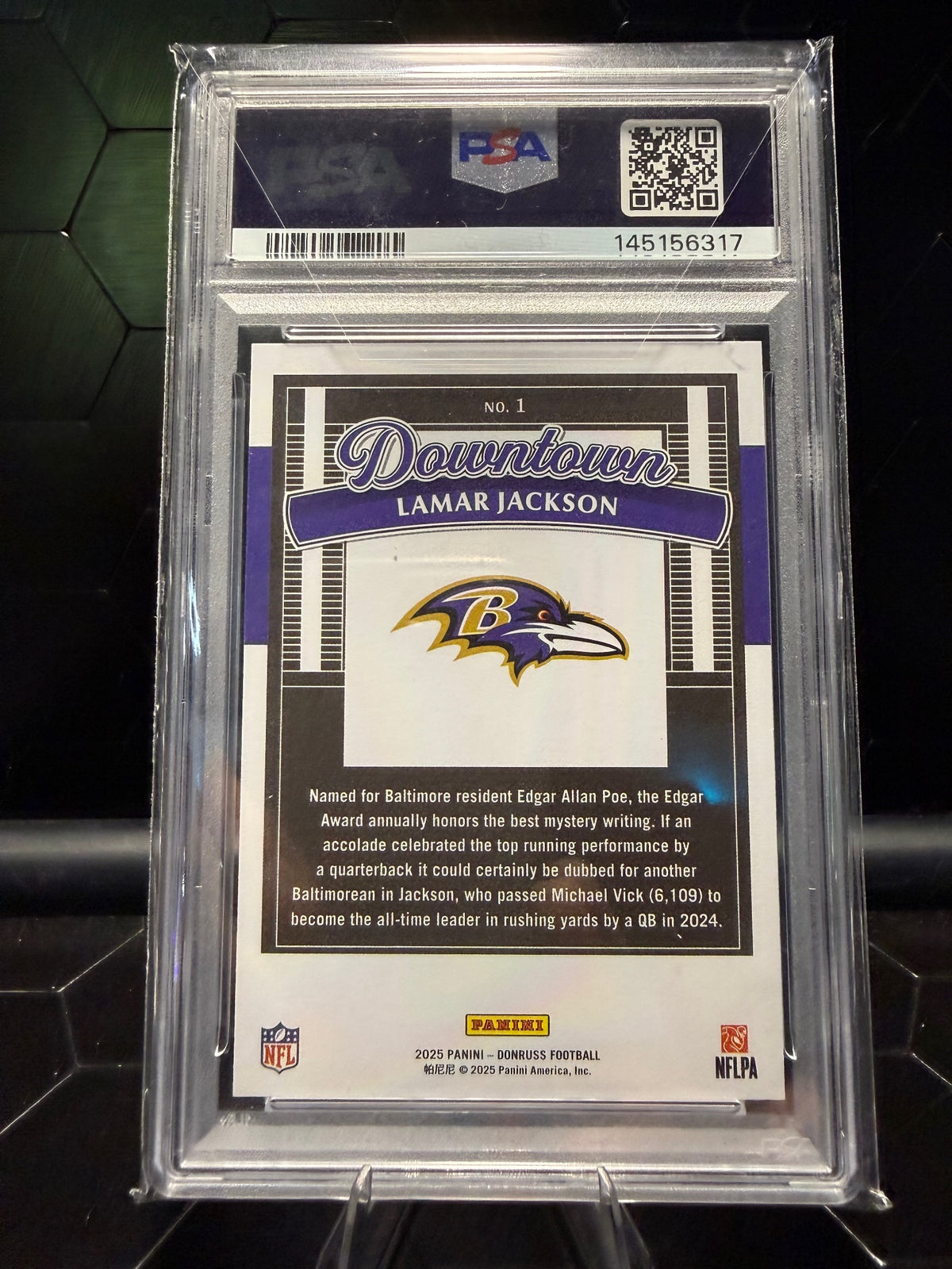 2025 Donruss Lamar Jackson #1 Downtown PSA 10