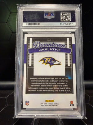 2025 Donruss Lamar Jackson #1 Downtown PSA 10