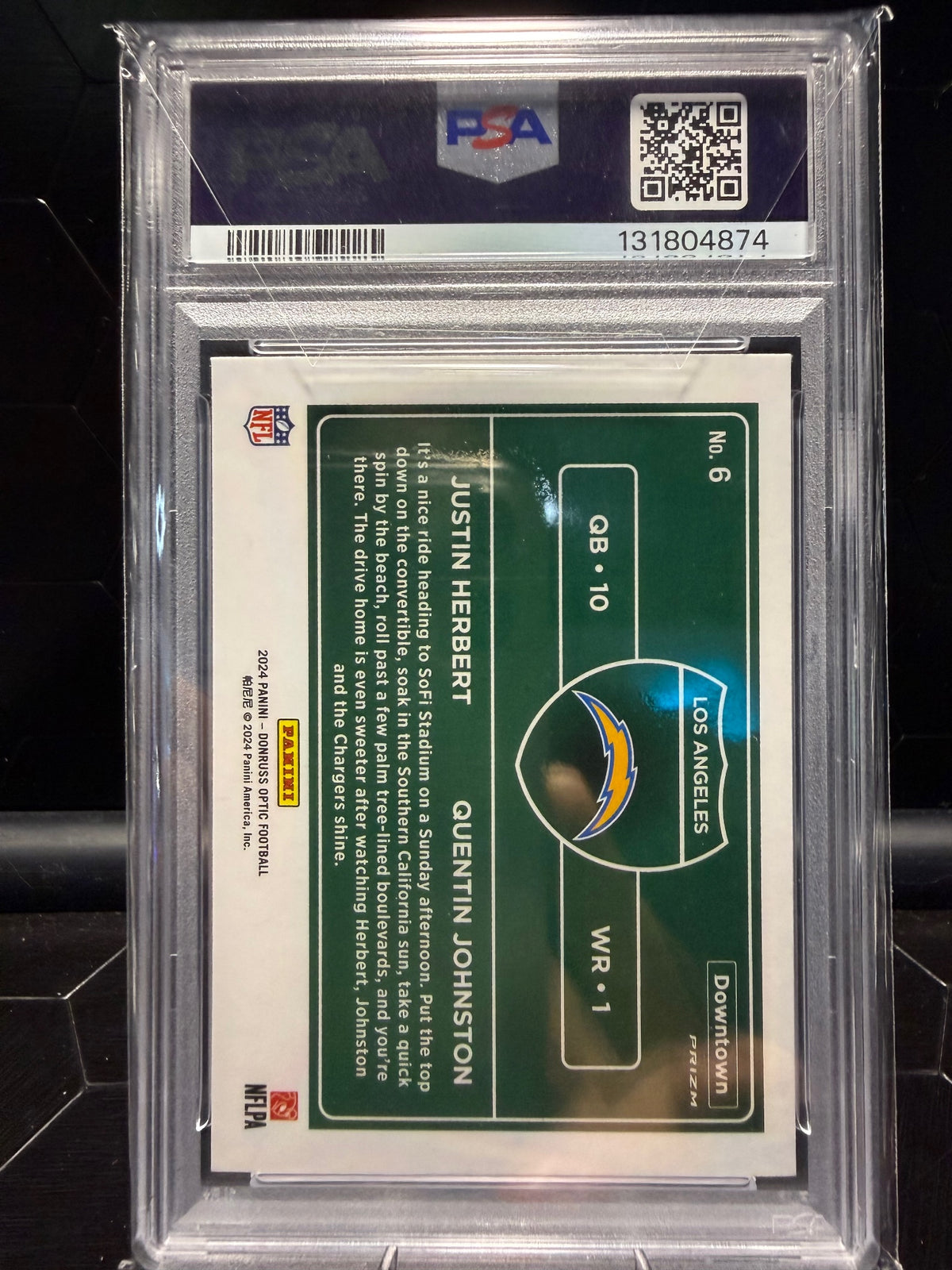 2024 Donruss Optic Justin Herbert Quentin Johnston #6 Downtown Duos PSA 9