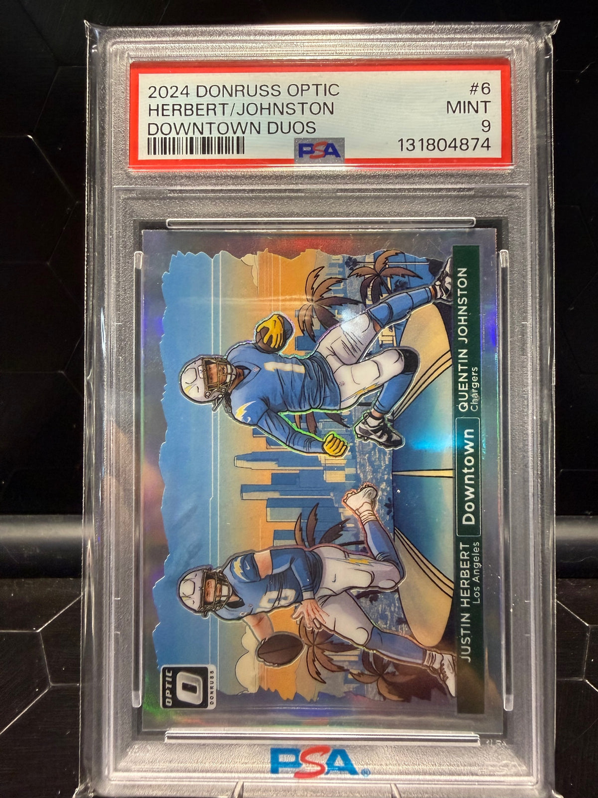 2024 Donruss Optic Justin Herbert Quentin Johnston #6 Downtown Duos PSA 9