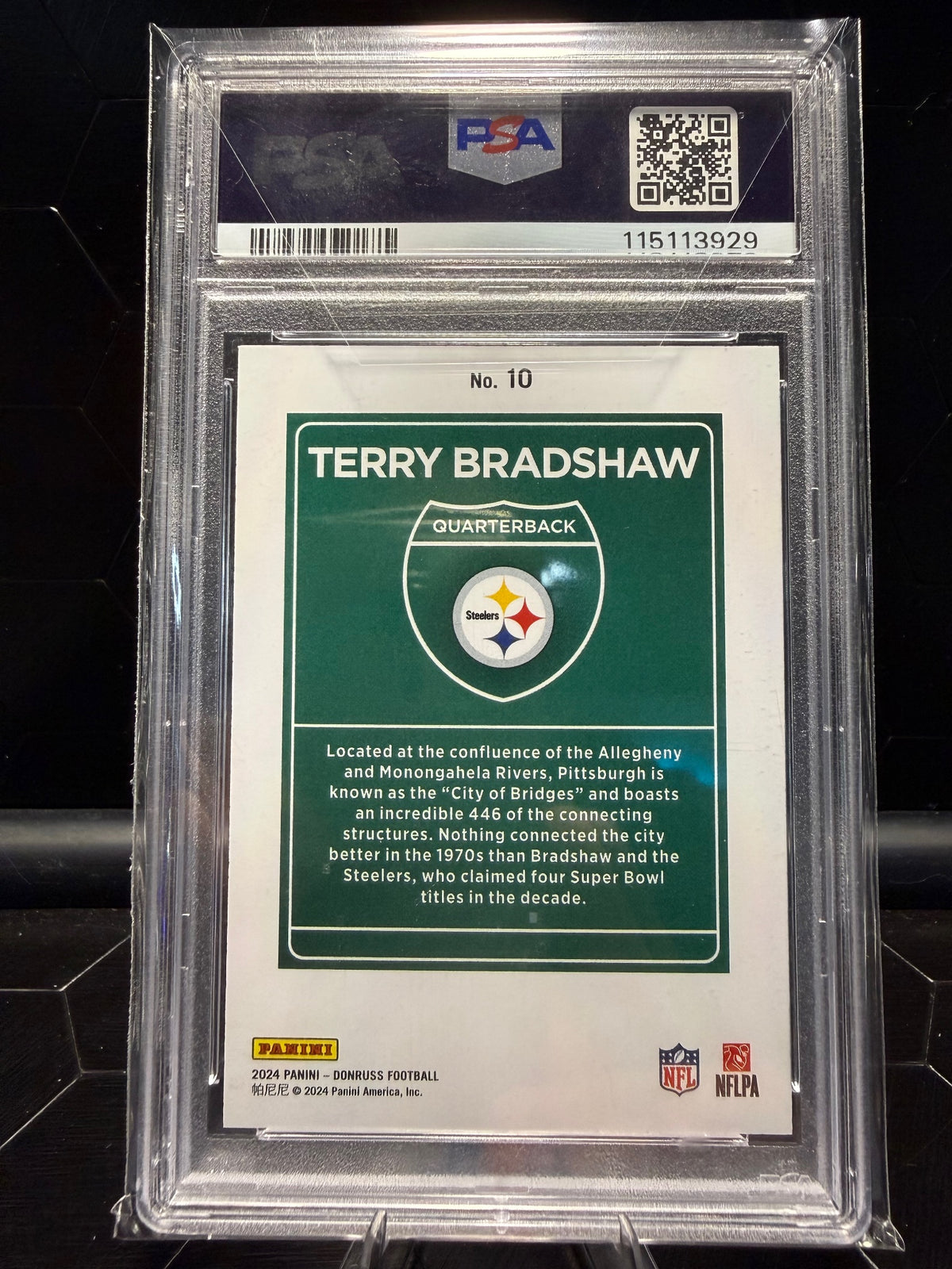 2024 Donruss Terry Bradshaw #10 Downtown PSA 10