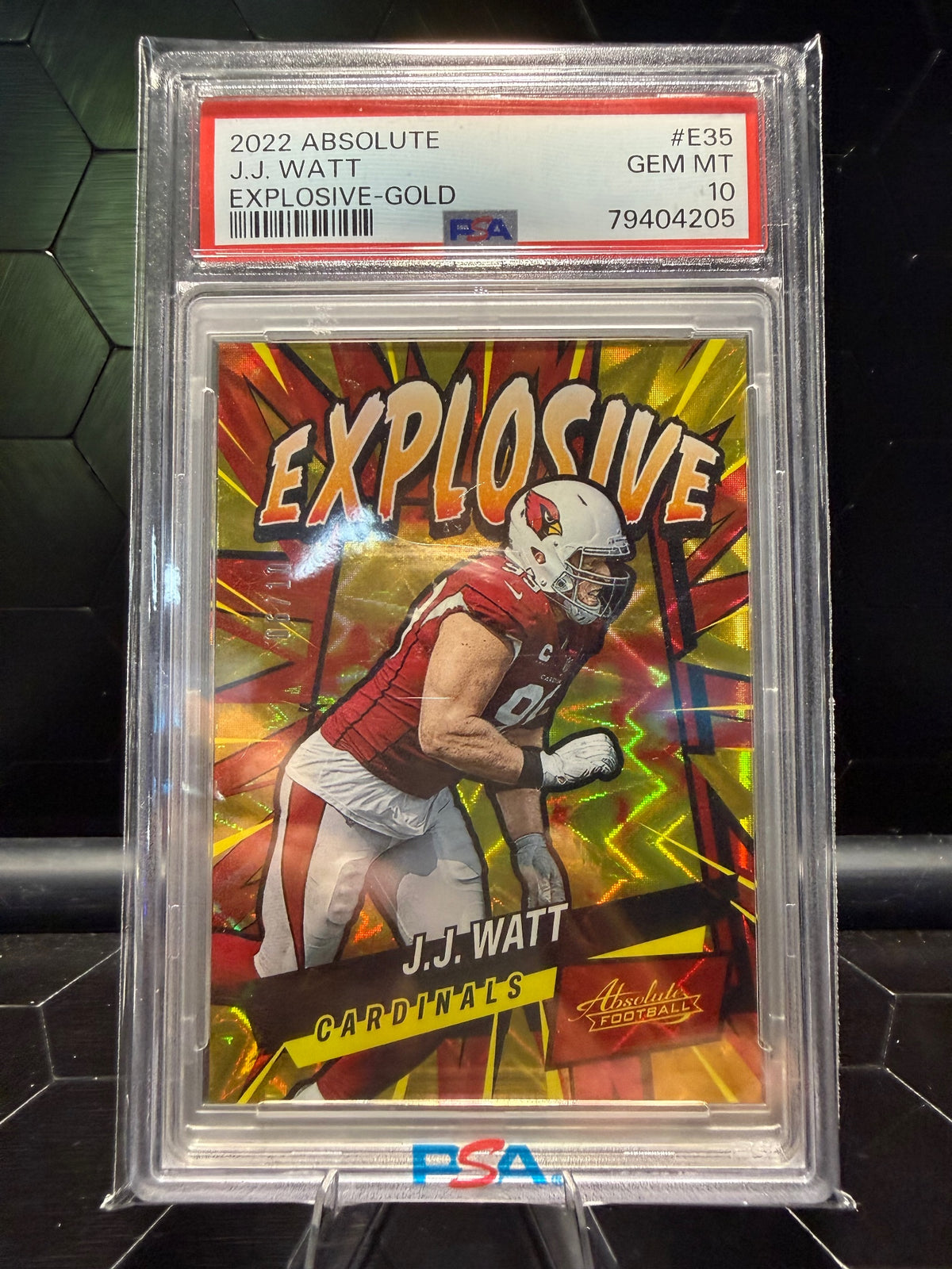 2022 Panini Absolute J.J. Watt #E35 Explosive Gold /10 PSA 10