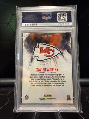 2024 Panini Phoenix Xavier Worthy #CBXWY Color Blast RC PSA 10