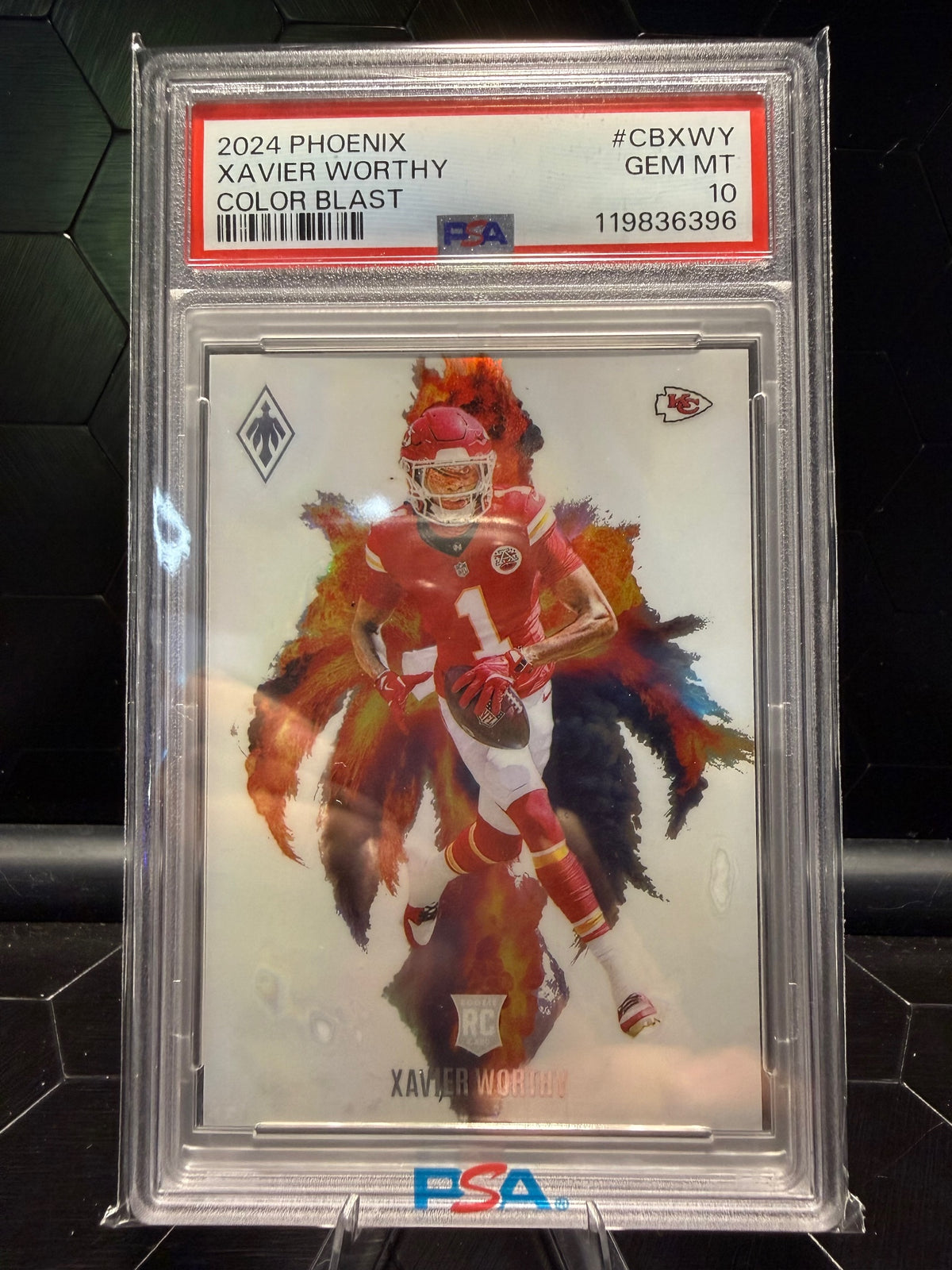 2024 Panini Phoenix Xavier Worthy #CBXWY Color Blast RC PSA 10